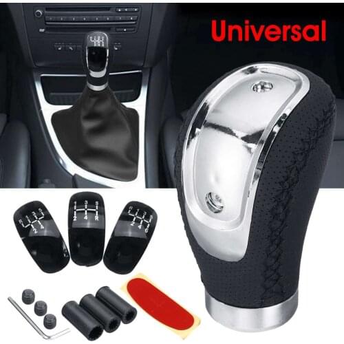 Universal Car PU Leather Gear Shift Knob Manual Transmission with Gear Knob Cap Cover 5/6 Speed Shifter Lever