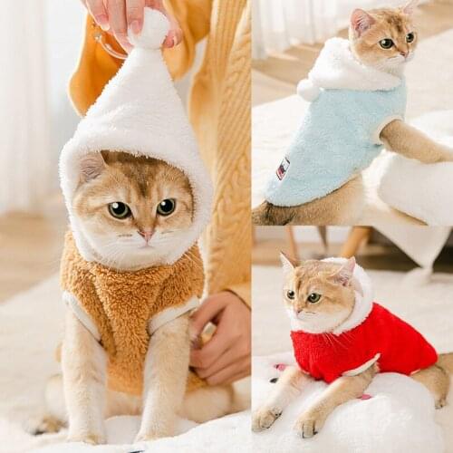 Add Hair Thickening with Hood Cat In The Fall and Winter of Pet Clothes To Keep Warm Dog Cat Clothes Cat Paws Long Sleeve Top