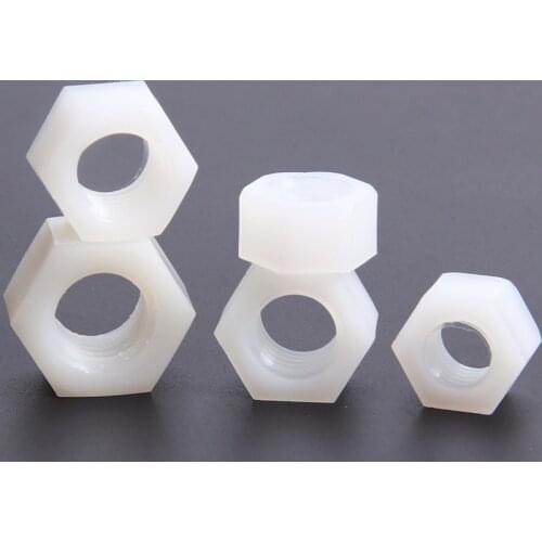 White Plastic Nylon Hexagon Nuts Hex Nuts Screws M2 M2.5 M3 M4 M5 M6 M8 M10 M12 M14