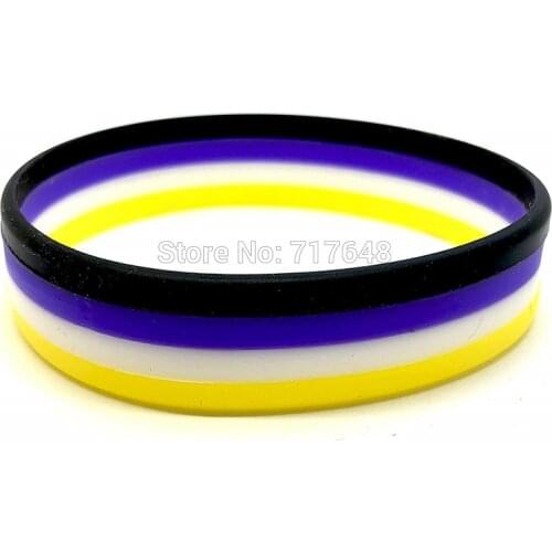 1000pcs Layer striped Non Binary Nonbinary Gay Pride Lesbian Flag wristband silicone bracelets free shipping by FEDEX A