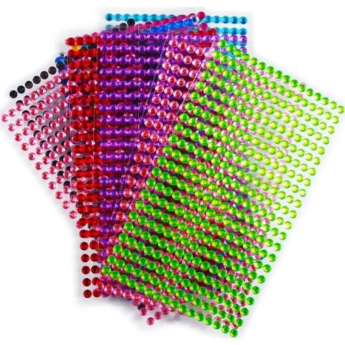 12 Colors/Set 3/4/5/6mm Acrylic Rhinestone Self Adhesive Stickers for DIY Car Decal Accessories Phone Scrapbooking Applique