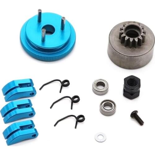 14T Gear Flywheel Assembly 1/8 RC Car Bearing Clutch Bell Shoes Nut Springs Set