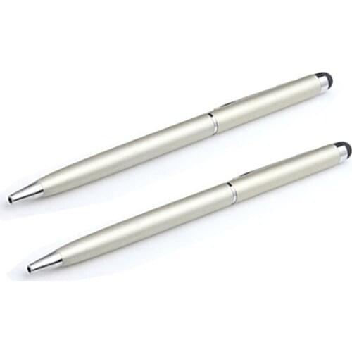 20pcs Universal 2 in 1 mini metal capacitive touch pen stylus + Ball Point Pen for touch screen Phone Tablet