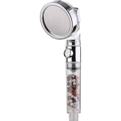 3 Function Adjustable Jetting Negative Ion Shower Head High Pressure Boosting Water Saving Filter Balls Beads Bathroom Showers