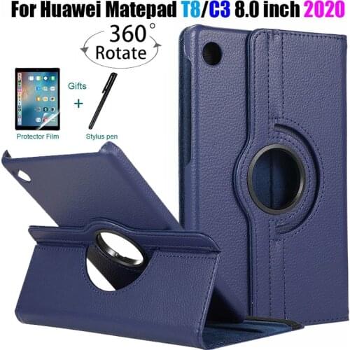 360 Degree Rotating Leather Smart Sleep Awake Case Cover for Huawei Matepad T8 8.0 inch Case Coque Capa Funda MatePad C3 8.0inch