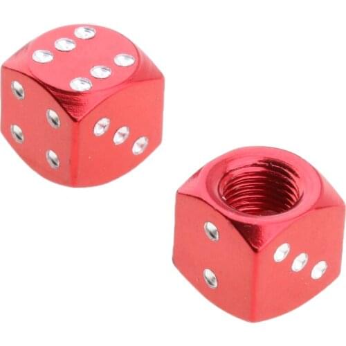 4Pcs Red Dice Tire/Wheel Stem Air Valve Caps Covers Set Motorcycle ATV