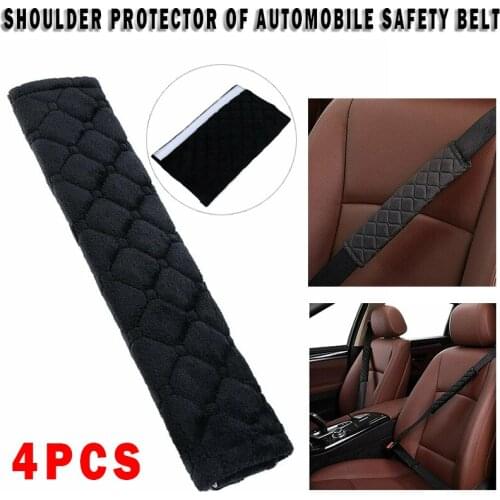 4pcs Car Seatbelt Pad Soft Plush Shoulder Protector Anti-Bruising Sleeve 27cm Shoulder Bag Protective Plush Pad