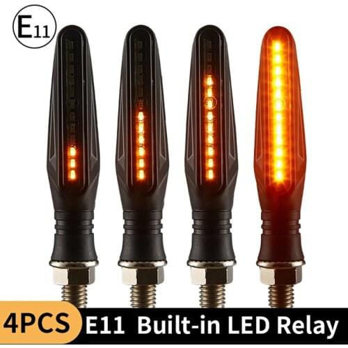 4PCS LED Motorcycle Turn Signals Light 12 SMD Tail Flasher Flowing Water Blinker IP68 Motorcycle Flashing Lights E11