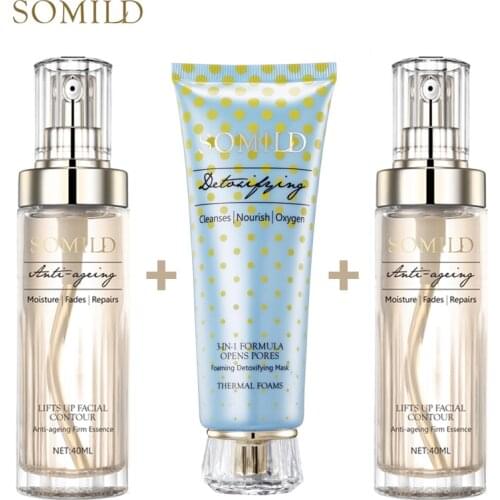 Anti Aging Serum Skin Care Set Bubble Detox Facial Mask Firming Whitening Emulsion Face Essence Lotion Korean Cosmetics