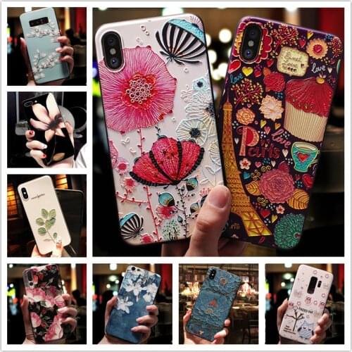 For Rakuten Mini / Rakuten Hand Case 3D Flower Emboss Silicone Phone Cover For Rakuten Mini Case 3.6 inch Protective Relief Cute