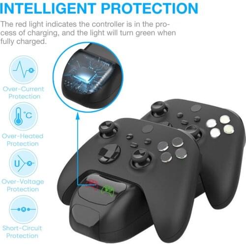 For Xbox Series X Dual Controller Charger Status Display Portable Gamepad Charging Dock Adapter with 2 Rechargeable Battery Pack