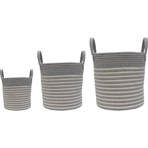 Cotton Rope Storage Baskets Handmade Woven Dirty Clothes Laundry Basket Large Kids Toy Sundries Organizer Hamper With Handle