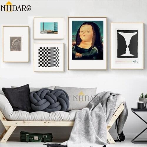 Classic Vintage Mona Lisas Smile Canvas Print Painting Poster Vogue Abstract Art Wall Pictures for Living Room Home Decor