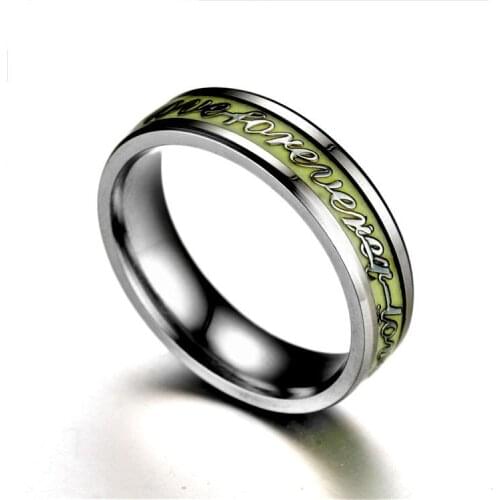 AsJerlya 2021 New Fashion Luminous Ring Text "Forever Love" Couple Ring Stainless Steel Ring For Women Rings Wholesale 4/6mm