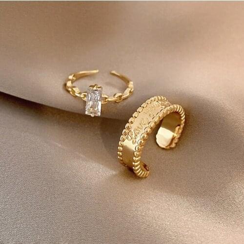 Fashion Simple Korean Style Irregular Geometry Ring For Women Gold Color Adjustable Opening Finger Rings Trendy Fine Jewelry