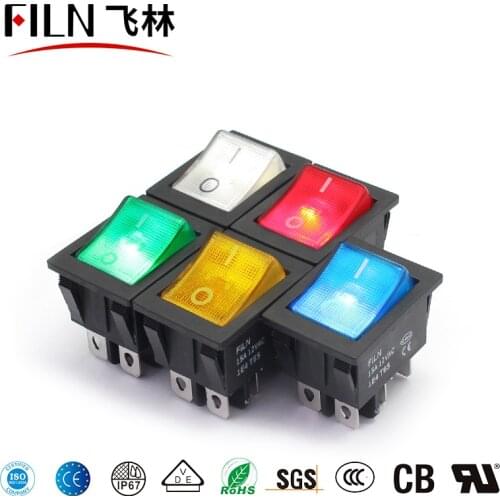 ON-ON 15A/12V rocker switch Heavy Duty 6 pin nonwatertight T85 led illuminated rocker switch with light