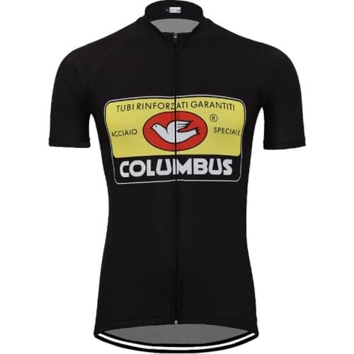 Hot Classic Retro Mens Black Cycling Jersey Pro Team Short Sleeve Road Bicycle Wear Bike Clothing Breathable Quick Dry