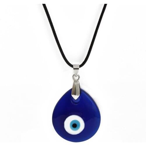 Lucky Charms Water Drop Turkish Evil Eye Rope Chain Necklace Women Men Jewelry Girl Blue Glass Pendant Choker Amulet Accessories