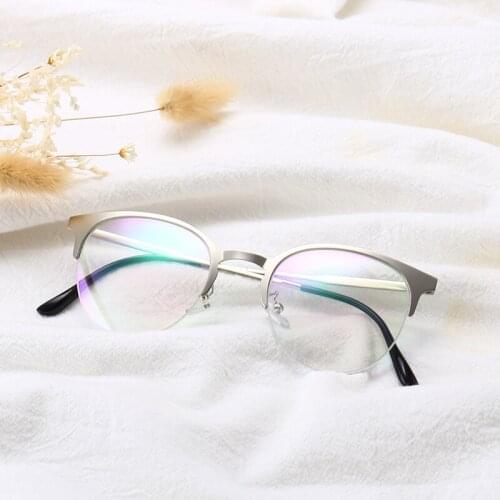 Metal Half Rim Cat Eye Frames Male Glasses for Optical