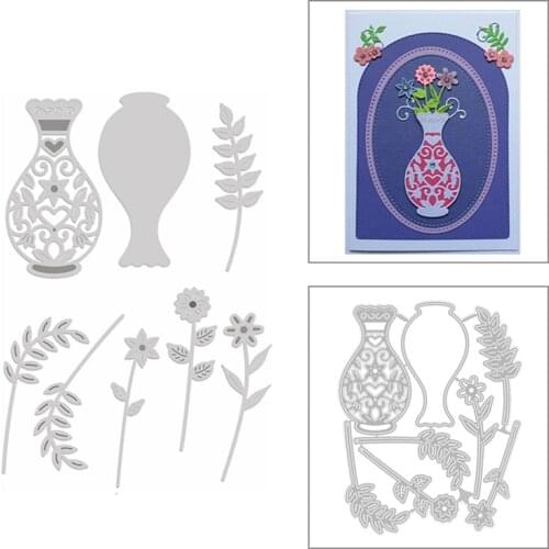 2020 New Flowers Vase Metal Cutting Dies Leaves and Tea Party Lamp Die Cut Scrapbooking For Crafts Card Making No Stamps Sets