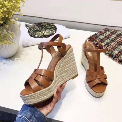 Fashion Sexy Glossy T-strap Pumps Open Toe Platform Sandals Extreme High Heels Burgundy Nude Gladiator Sandals Women Wedge
