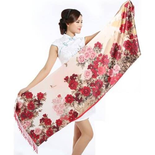 Fashion Scarf Women Double-Face Silk Cashmere Wrap Shawl Painting Printing Long Shawl Scarf Warm Scarf