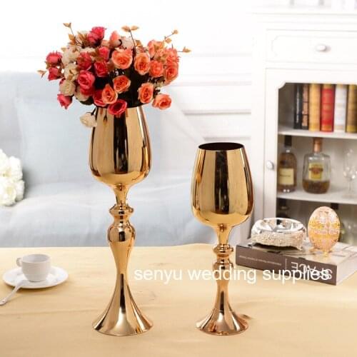 New style Gold metal flower stand vase for wedding decoration table centerpiece senyu01029