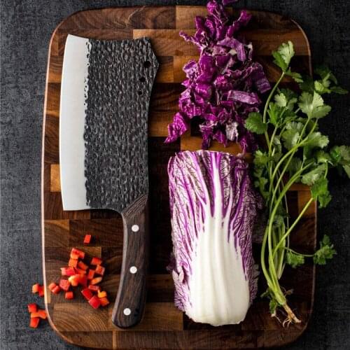 Meat knife kitchen knife slicing knife 5Cr15 molybdenum vanadium steel forging grain kitchen knife household knife