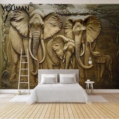 Wallpapers YOUMAN 3 d Wallpaper TV Wall Mural for TV background Golden Elephant Home Decor Bedroom Photo Mural Wallpaper Design