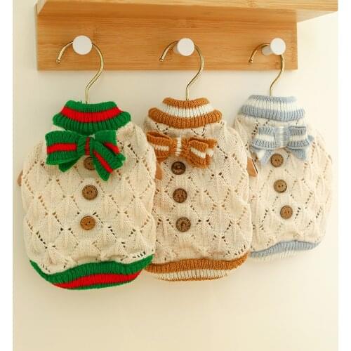 PETCIRCLE Dog Clothes Hollow Knitted Bow Sweater Fit Small Dog Puppy Pet Cat Spring&Autumn Pet Soft Costume Pet Coat Sweater