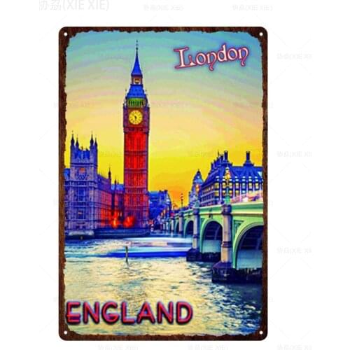 American Cities Poster Travel Metal Tin Signs Home Wall Decor Greece Brazil Verona India Australia Iron Painting custom decor