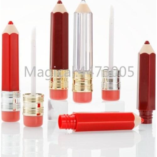 1/2/5pcs Empty lip gloss Containers Plastic 5ml Pencil Lip Gloss Tube Makeup Liquid Lipstick bottle red/clear Lipgloss Concealer