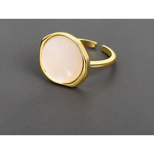 Retro Irregular Oval Round Shell Open Rings for Women Men 925 Sterling Silver Gold Color Fashion Party Fine Jewelry Ring Gifts