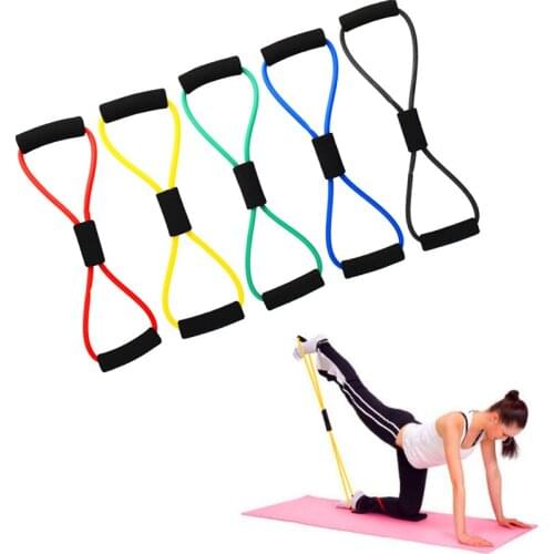 TPE 8 Word Fitness Yoga Gum Resistance Rubber Bands Fitness Elastic Band Fitness Equipment Expander Workout Gym Exercise Train