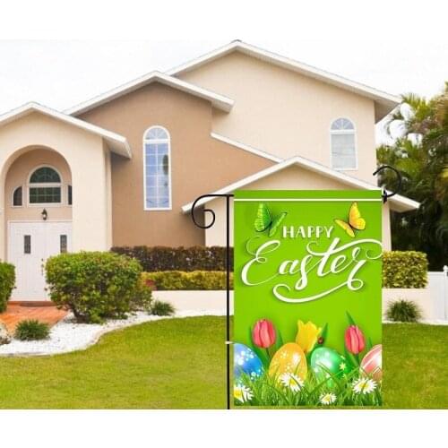 Happy Easter Garden Flag Spring Bunnies Welcome Yard Flags Garden Size 12.5" X 18" Hanging Ornament Indoor Outdoor Decoration