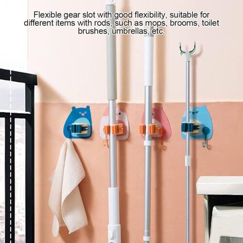 Mop Hanger Wall Mounted Mop Holder Organizer Plastic Kitchen Bathroom Storage Rack