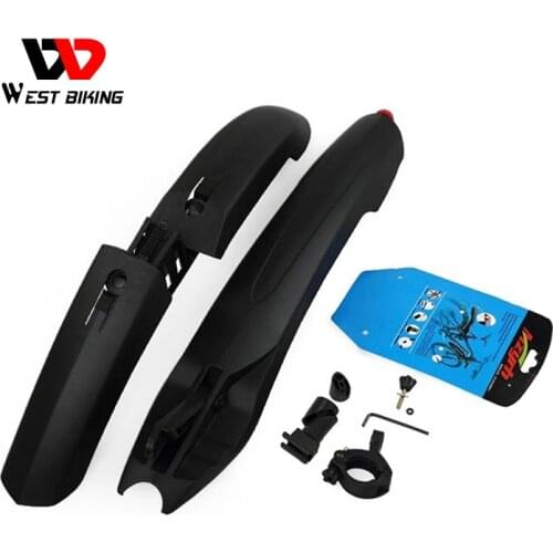 WEST BIKING Bicycle Fender with LED Light Mountain Cycling Front Rear Bicycle Durable Fenders With LED Light Plastic Bike Fender