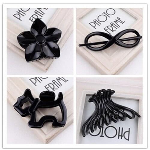 Women Hair Clip Fashion Hair Claw Black Hairpin Hair Accessories For Women Simple Hair Crab Clamp
