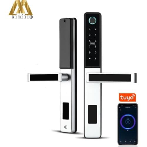 Wifi Zinc Alloy Electronic Door Lock With Tuya APP Digital Fingerprint Door Lock for Glass Sliding or Wooden Home Security