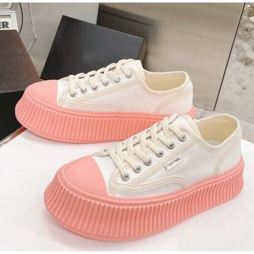 Womens Shoes 2021 Spring and Autumn High Quality Round Toe Mixed Colors Platform Couple Causal Candy Color Biscuit Sneakers