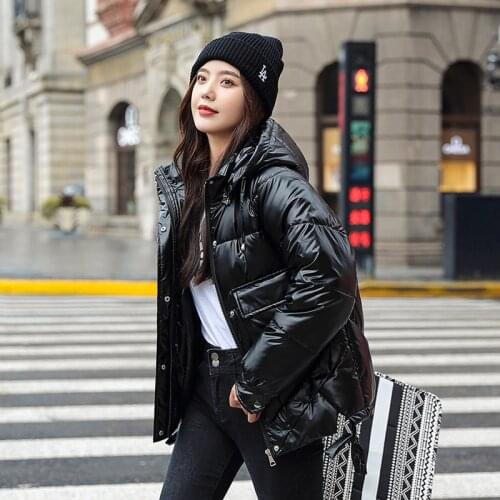 Women Winter Warm Luxury Elegant Fashion Casual Sweet Coats Hooded Jacket Cotton Glossy Parkas Clothing 2020 New Streetwear