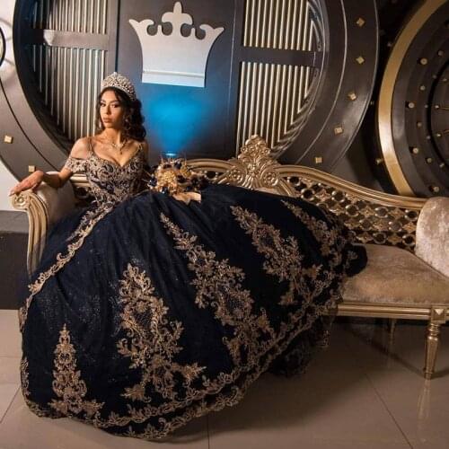 Princess Navy Blue vestidos de 15 años Quinceanera Dresses 2021 Sweet 16 Dress Coleccion Charro Ball Gown Prom Gowns