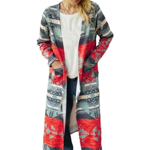 Women Coat 2021 Positioning Geometric Printing Loose Autumn Winter Thickened Long Sleeve Pockets Windbreaker Streetwear