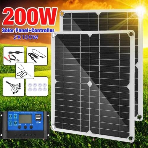 200W Solar Panel Dual 18V/12V/5V USB With 30A Controller Waterproof Solar Cells Solar Cells for Car Yacht RV Battery Charger