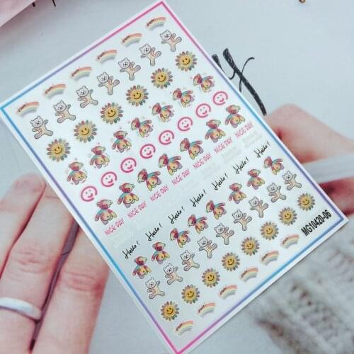 3d DIY Japanese Style Nail Stickers Thin Traceless Back Adhesive Fingernail Decals Carton Dancing Girls & Sunflowers Manicure