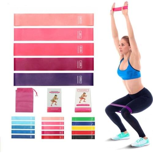 5Pcs/Set Yoga Resistance Bands Bodybuilding Pilates Training Elastic Fitness Bands Home Exercise Sport Great Fitness Equipment