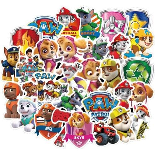 50pcs PAW PATROL Sticker PVC Graffiti Sticker Spin Master Childrens Toy Suitcase Luggage Car Sticker Waterproof Sticker