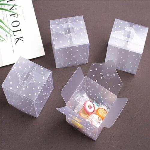 500pcs PVC Dot Clear Transparent Candy Box Gifts Birthday Wedding Favor Holder Chocolate Candy Box Sweet Candy Bag jewelry box