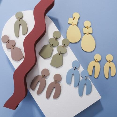 AENSOA Fashion Korea Geometric Irregular New Design Shape Acrylic Drop Earrings for Women Jewelry Party Gift Wholesale