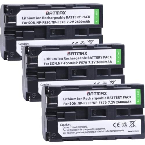 3-Packs 2600mah NP-F550 NP F550 NP-F570 NP F570 Rechargeable Camera Battery for Sony GV-D200 D800 Digital Camera batteries
